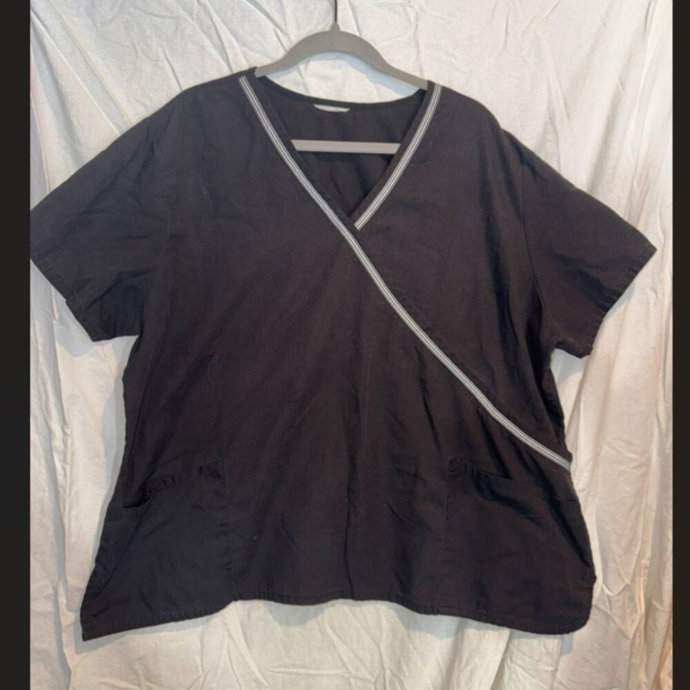 Black Scrub Top – Size XL – Cotton Blend